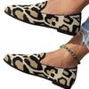 Women's Leopard Print Loafers, Comfortable British Style Casual Flats, Plus Size