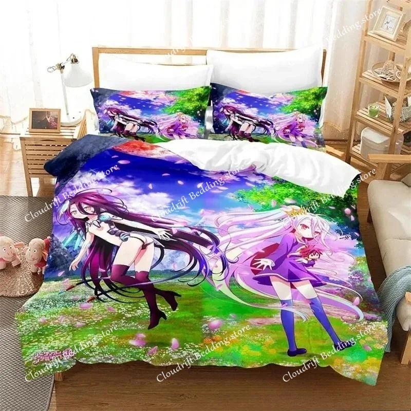 3D Аниме Постельное Белье No Game No Life, Пододеяльник Одеяло Комплект для Кровати Покрывало Наволочка, Размер Кинг Квин Твин для Мальчиков Девочек Взрослых