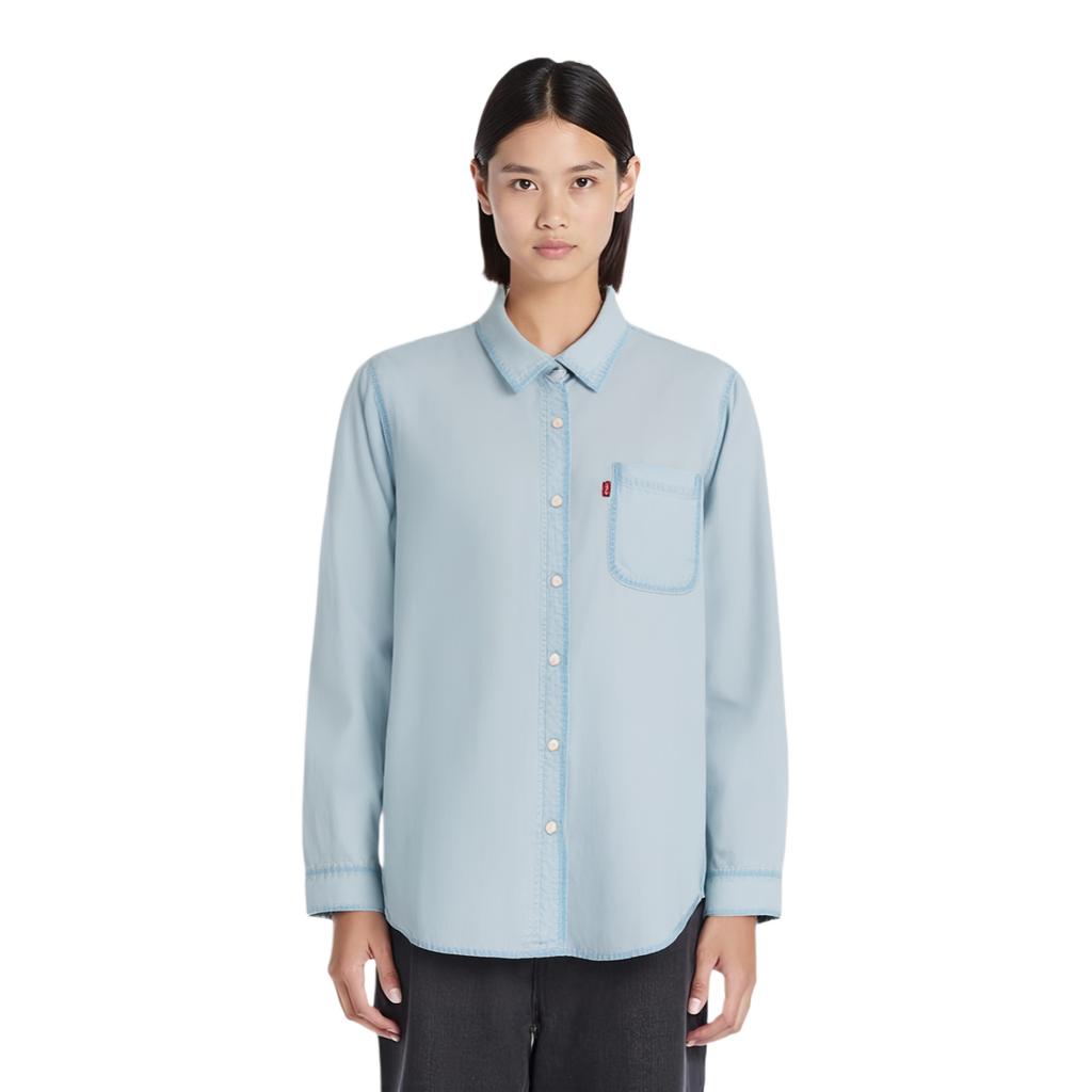 Levis Cool Series Casual Versatile Loose Fit Long Sleeve Shirt Women Shirts Light-Blue 002Z2-0000