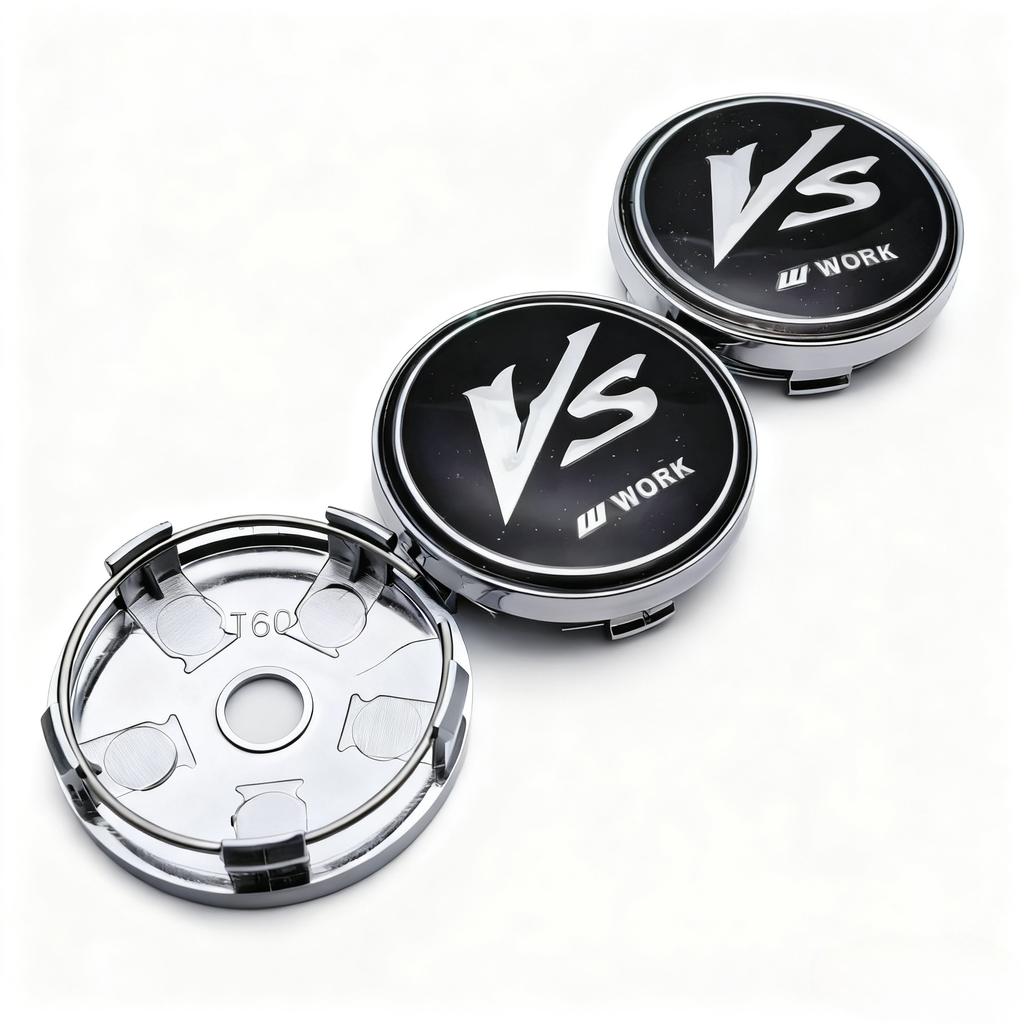 4pcs JDM VS W Work Logo Badge Emblem Car Wheel Center Caps 60MM Clips 56MM Wheels Hub Dust Cap Rim Hubcaps Cover Car Accessories