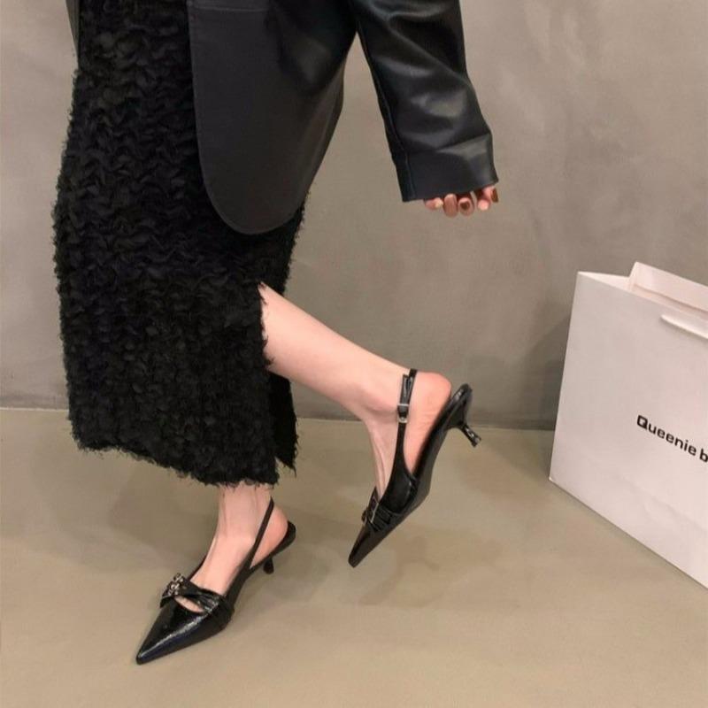 Fashion 2025 New Women's Pointed High-Heel Sandals Pointed Closed Toe Slip on Dress Shoes with Buckles for Women Going Beach Side Wear