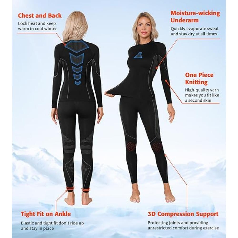 CHARMLEAKS Thermo-Unterwäsche-Set für Damen, Oberteil und Unterteil, lange Unterhose, warme Basisschicht für kaltes Wetter