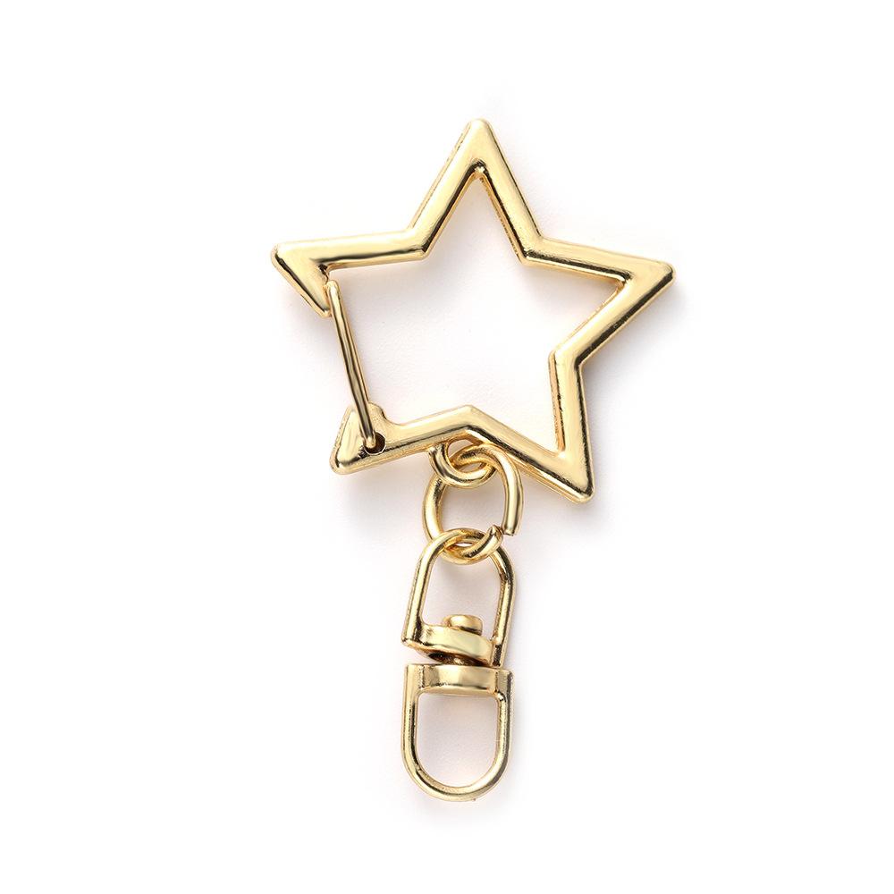 

10 Pcs/ Lot Star Keychain Lanyard Metal Snap Hook Lobster Clasp Open Bezel DIY Accessories Bags Car Keychain Finding 42*24mm