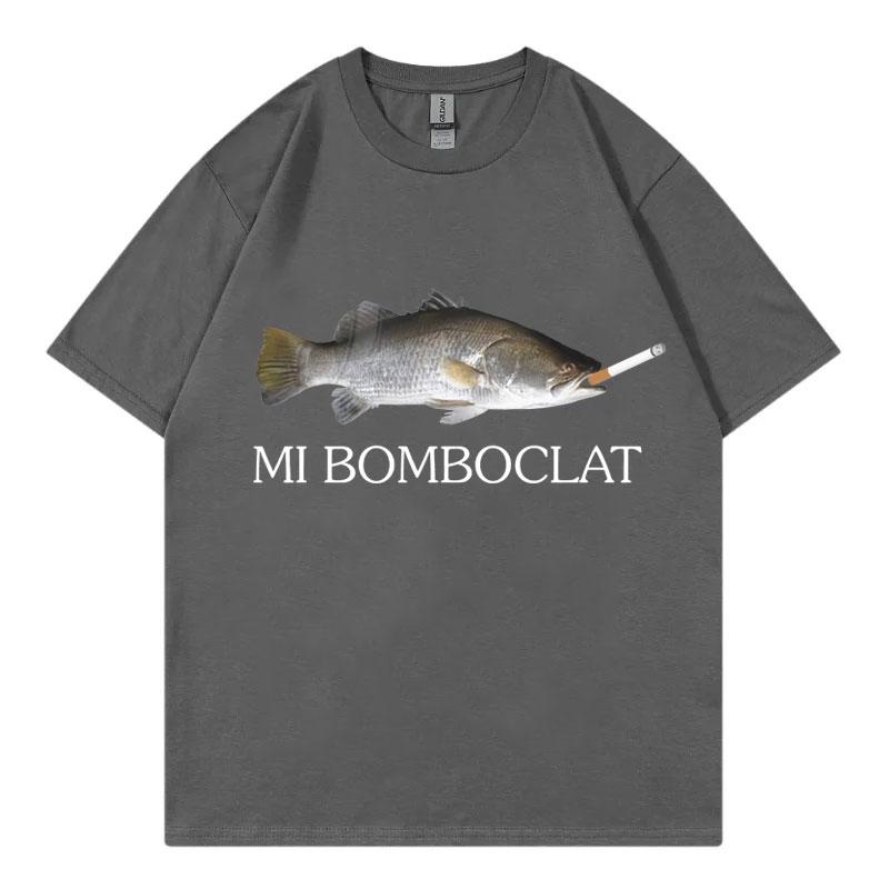 Funny Bomboclat Fish Meme Tshirt High Street Fashion Trend Y2k Short Sleeve Tshirts Unisex Unisex Harajuku Vintage Style T Shirts