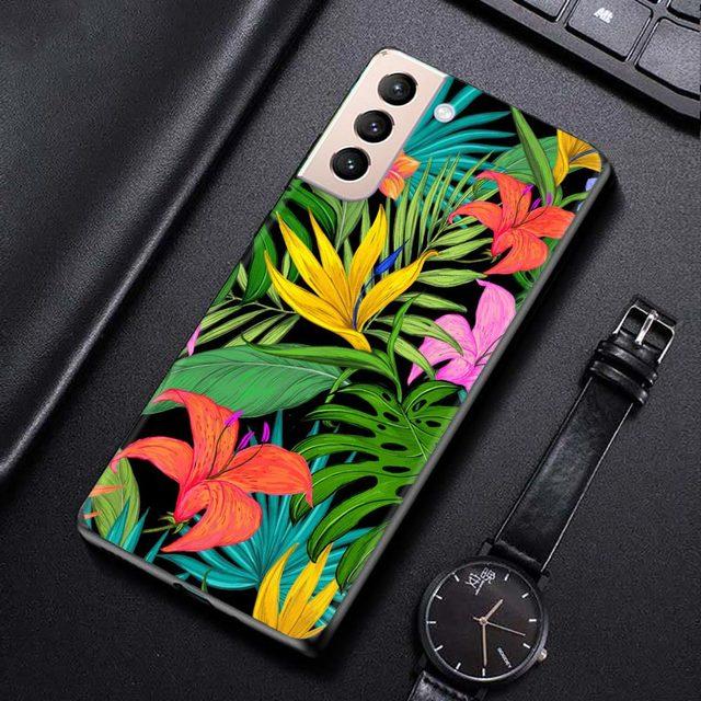 Shell für Samsung Galaxy S21 S20 S10 S9 S8 Plus Ultra 5g S10lite S10e S7edge S20 S21 Fe Abdeckung fall Vintage Bananen Blatt Blume