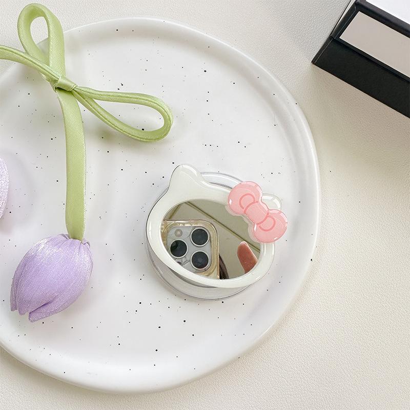 Bow Cat Mirror Mobile Phone Airbag Bracket Wind Makeup Mirror Paste Magnetic Magsafe Creative