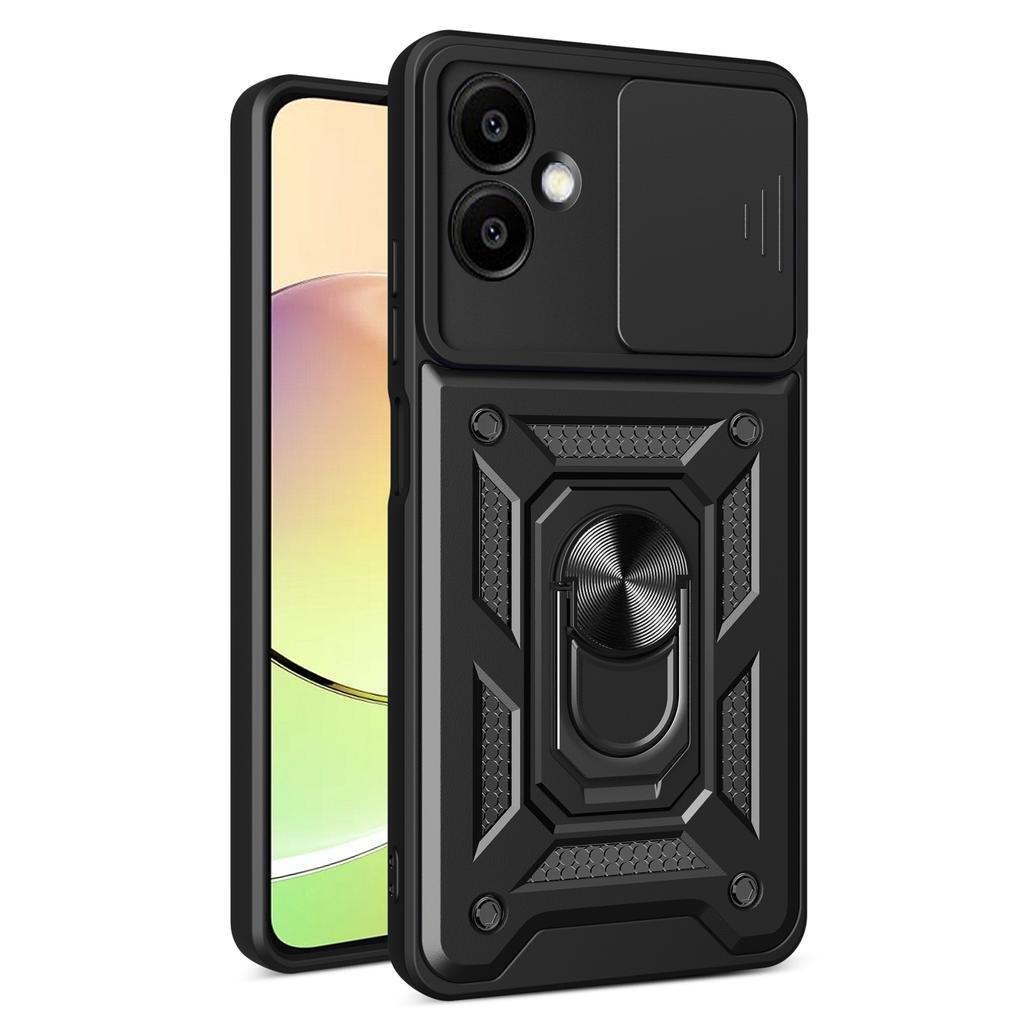 Für Samsung Galaxy A06 4G Hülle mit Schiebekameraabdeckung PC+TPU Ständer Handyhülle