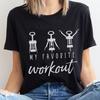 My Favorite Workout Funny Saying TShirts for Women Alcohol Drinking Sarcastic Graphic Tees Short Sleeve Wine Lover T Shirt Gift