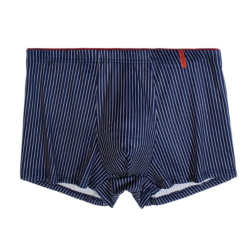 Men's Vertical Striped Soft Boxer Briefs - Breathable, Elastic, and Skin-Friendly.