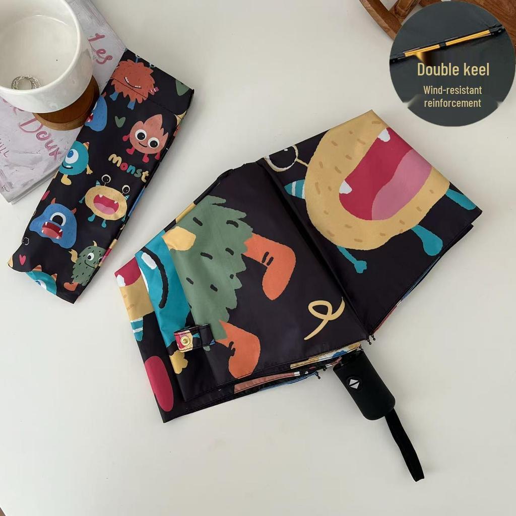 Niedlicher Cartoon Kinder Automatikschirm: Sonnen- und Regenschutz mit UV-Schutz