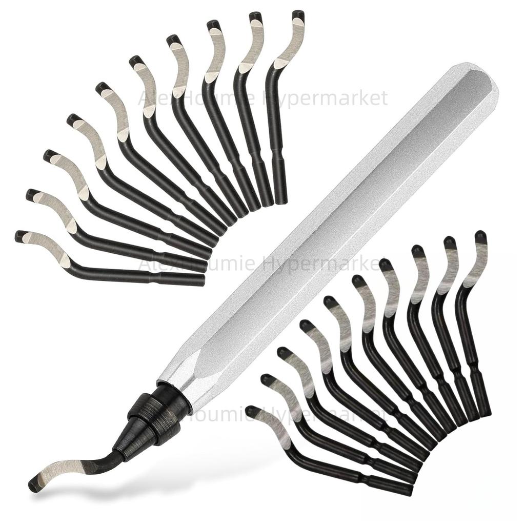 21PCS RB1000 Metal Deburring Tool Bulk Set Deburr Edge Cutting Tool with 360 Degree Rotary Head BS1010 Burr Removal Blades