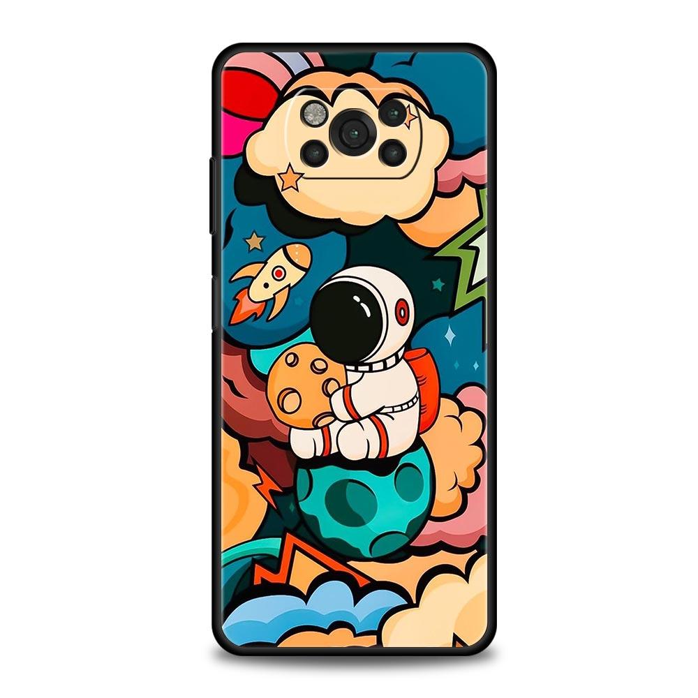 Cartoon Cute Cosmonaut Phone Case for Xiaomi Poco F7 F6 F5 F4 F3 X6 X5 X4 X3 NFC F7 Ultra M4 C51 C55 GT 5G Soft TPU Cover Fundas