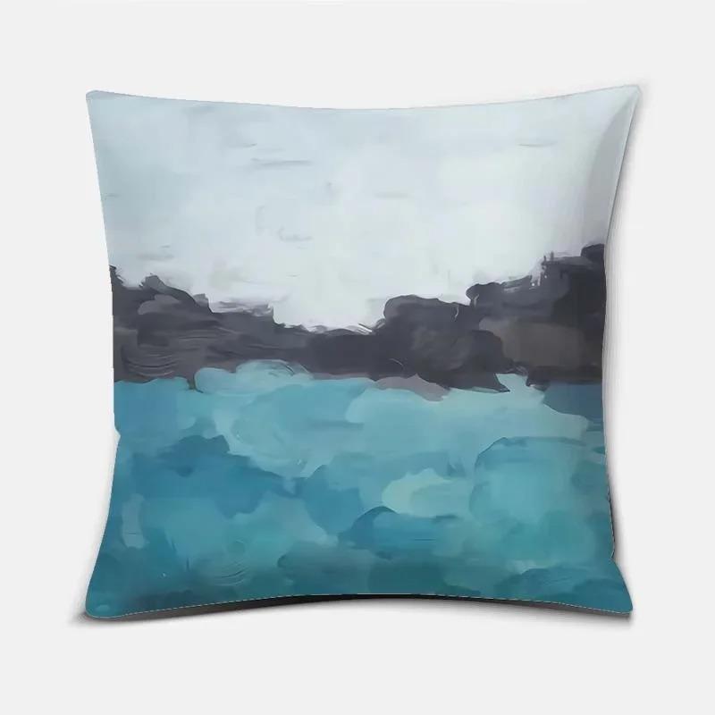 Square Home Office Oil Painting Landscape Series Pattern Decorative Pillowcase