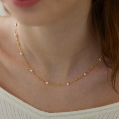 Murmur [925silver]Pearl Point Ball Necklace