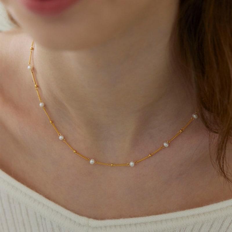 

murmur [925silver]Pearl point ball necklace gold