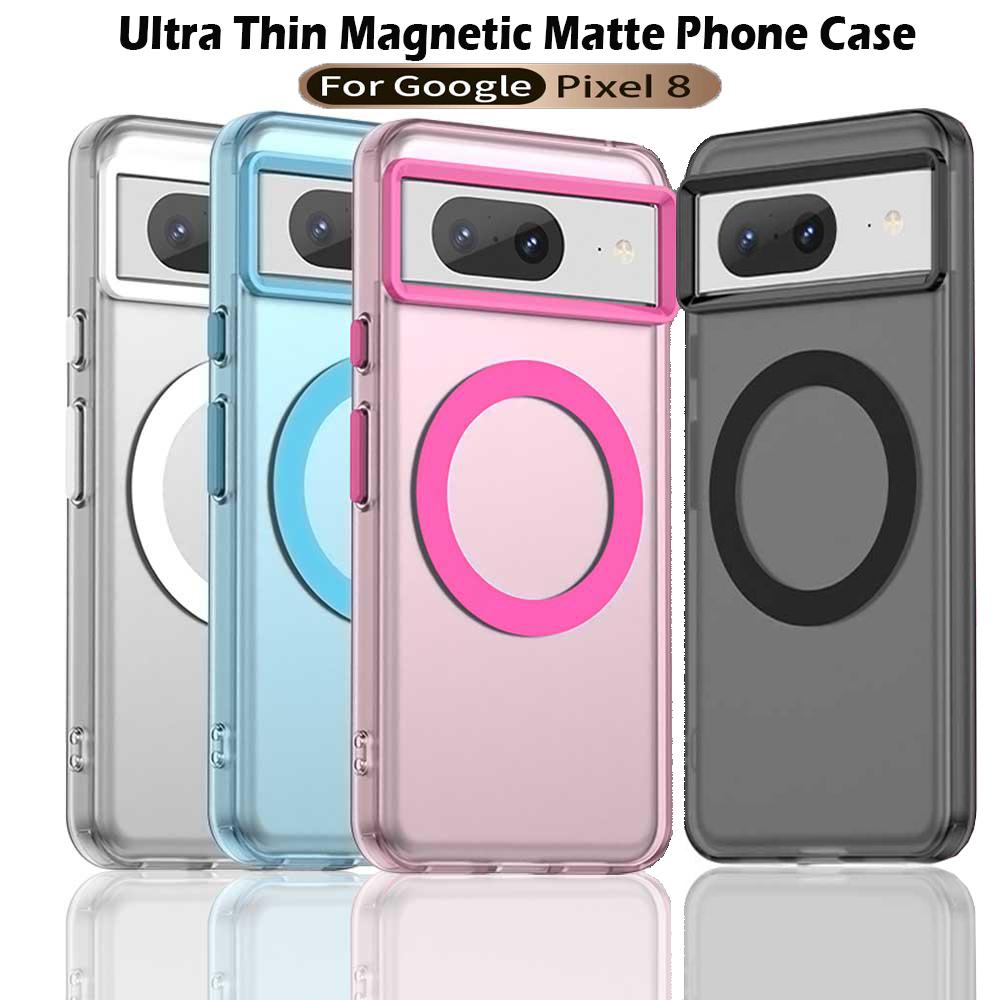 Magsafe Matte Phone Case For Google Pixel 8 8 Pro 8a Protective Case Magnetic Wireless Charging Shockproof Back Cover