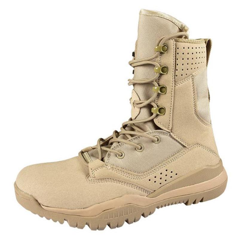 Fashion Quality Hiking Boots Men Lightweight Damping Climbing Combat Shoes Outdoor Women High-Top Black Leather Desert Tactical Boots