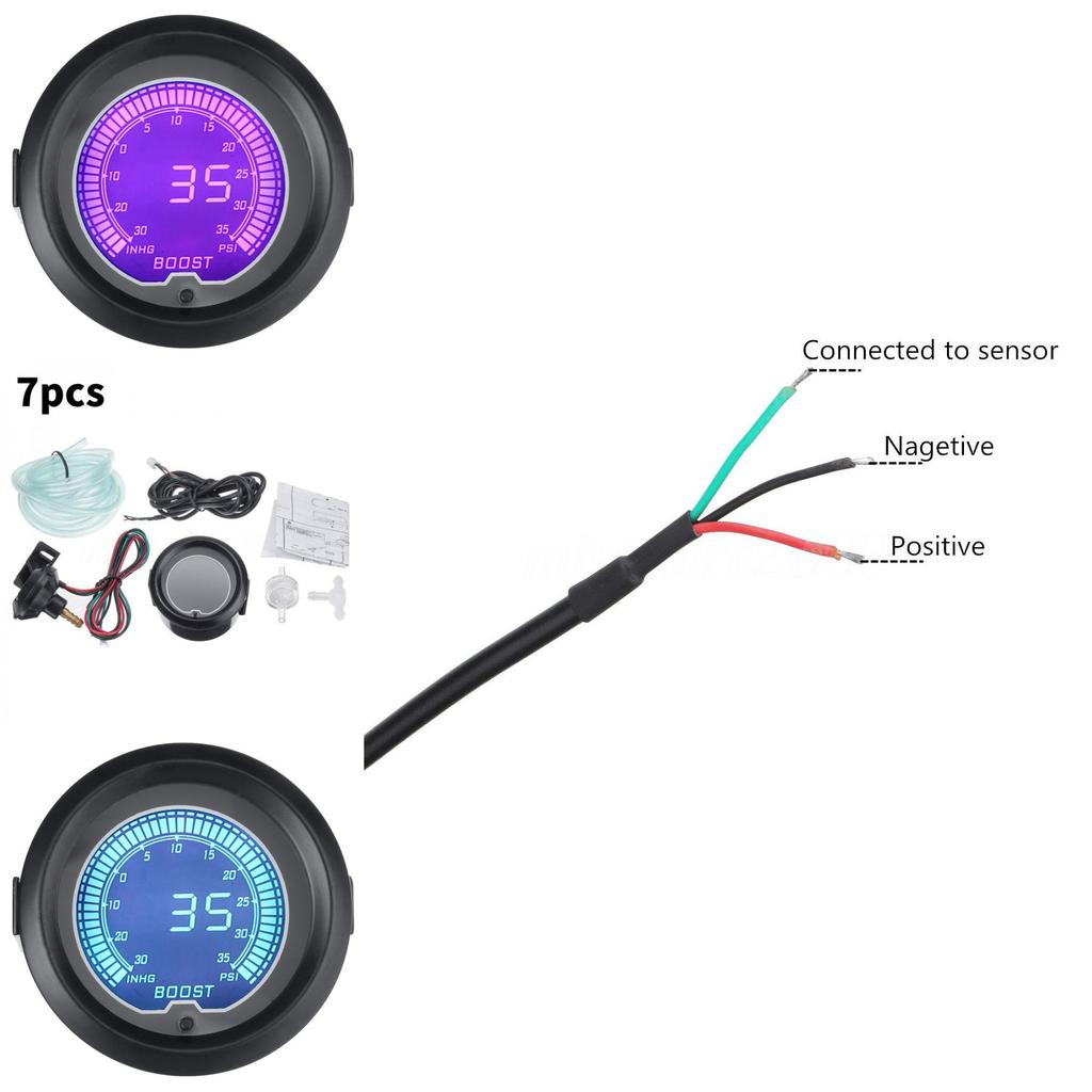 Turbocharger Boost Gauge For Car 52mm Digital Lcd Display High Accuracy Automotive Instrument