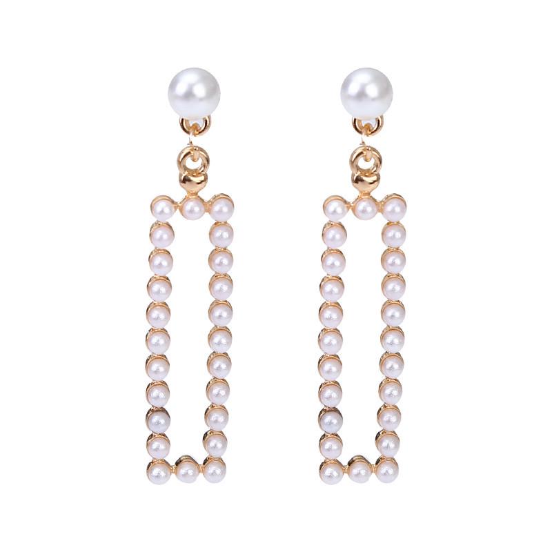 S925 Silber Diamant Geometrisch Koreanische Blume Perlenohrringe