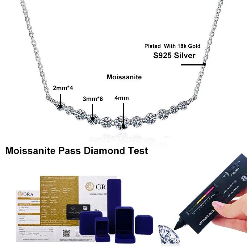 Full D Color Moissanite Pendant Necklace Original 925 Sterling Sliver Chain Plated 18k White Gold Necklaces for Women