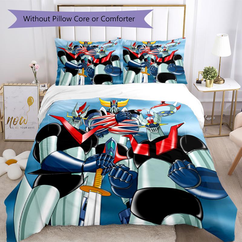 3pcs UFO Robo Grendizer2 pattern bedding set duvet cover set includes duvet cover &pillowcases, perfect all season bedroom decoration & gift