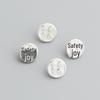 S925 Sterling Silver Peace & Joy Button Spacer Bead DIY Bracelet & Necklace Accessories