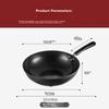 Wok Iron Pan 30CM, Compatible with Gas And Induction Stoves, Non-Coated, Suitable for Metal Spatula, MDB-30