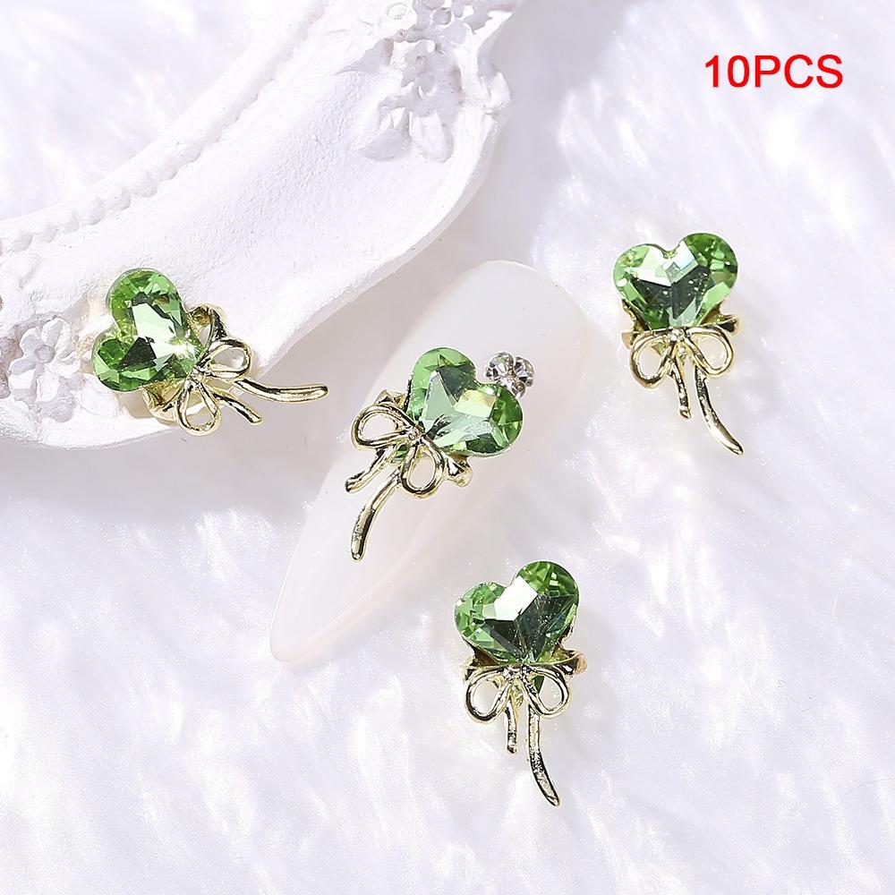 10PCS Crooked Heart Nail Art Charms Translucent Nail Jewelry Manicure Charms  DIY Decoration