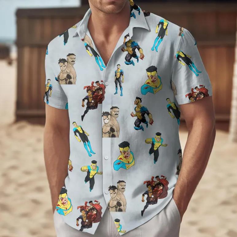 Непобедимый Марк Гавайская Рубашка, Летняя Пляжная Рубашка Супергероя, Унисекс Футболка  Я Непобедим XXXL