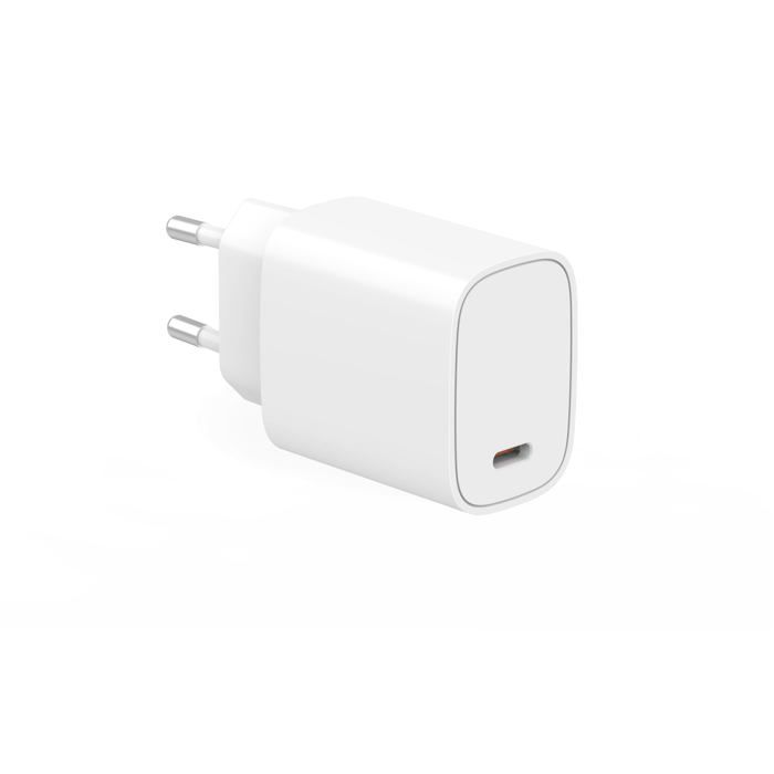 Chargeur secteur USB-C - PHONEKIT CONTACT - 20 W - Charge ultra-rapide - Power Delivery - Blanc - USB Type C
