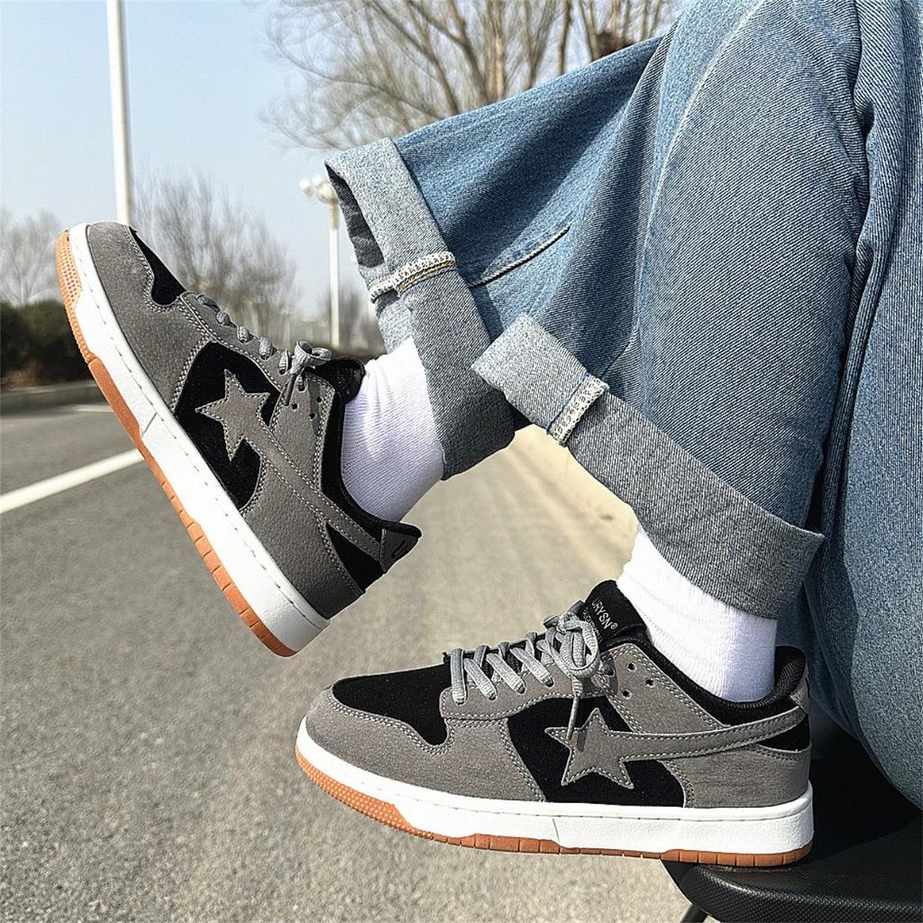 Yeni retro tahta ayakkabılar kadın tasarım anlayışı niş öğrenci çift Kore versiyonu günlük düşük bilekli moda spor ayakkabılar erkek