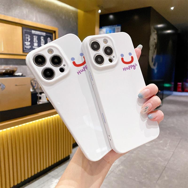 For Smiling Face for Apple 14pro Mobile Phone Case and Lens Package for IPhone15 Niche for Apple 13 Mobile Phone Protective Case