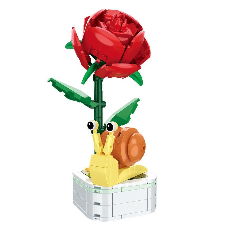 Zestaw Budowlany Bukiet Kwiatów, Zabawki Budowlane Kwiaty, Cegiełki Budowlane Kwiaty Zabawki Projekt Kreatywny do Wystroju Domu Pokoju