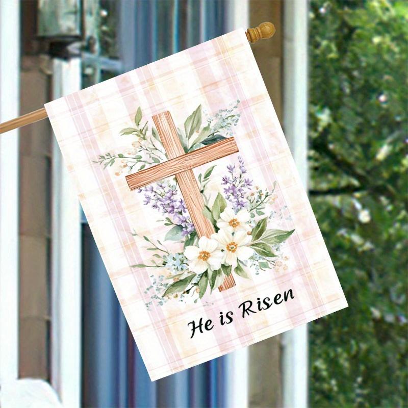 1pc, Easter Cross Flowers (1) - Flagdouble-sided Garden Flag Courtyard Decoration, Outdoor Decoration, Lawn Decoration, Flag Only