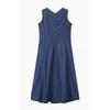 Benetton Hidden Button Sleeveless Denim Long Dress Baop93631
