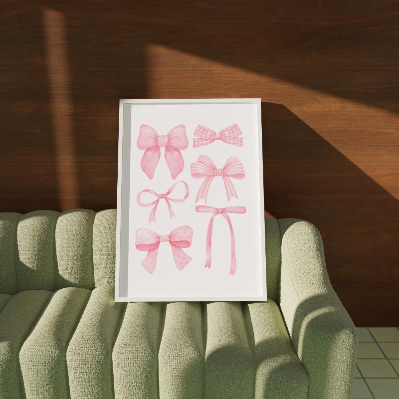 Trendy Girly Pink Bow Ribbon Nursery Cowgirl Art Poster Canvas Painting Wall Prints Picture for Living Room Home Decor