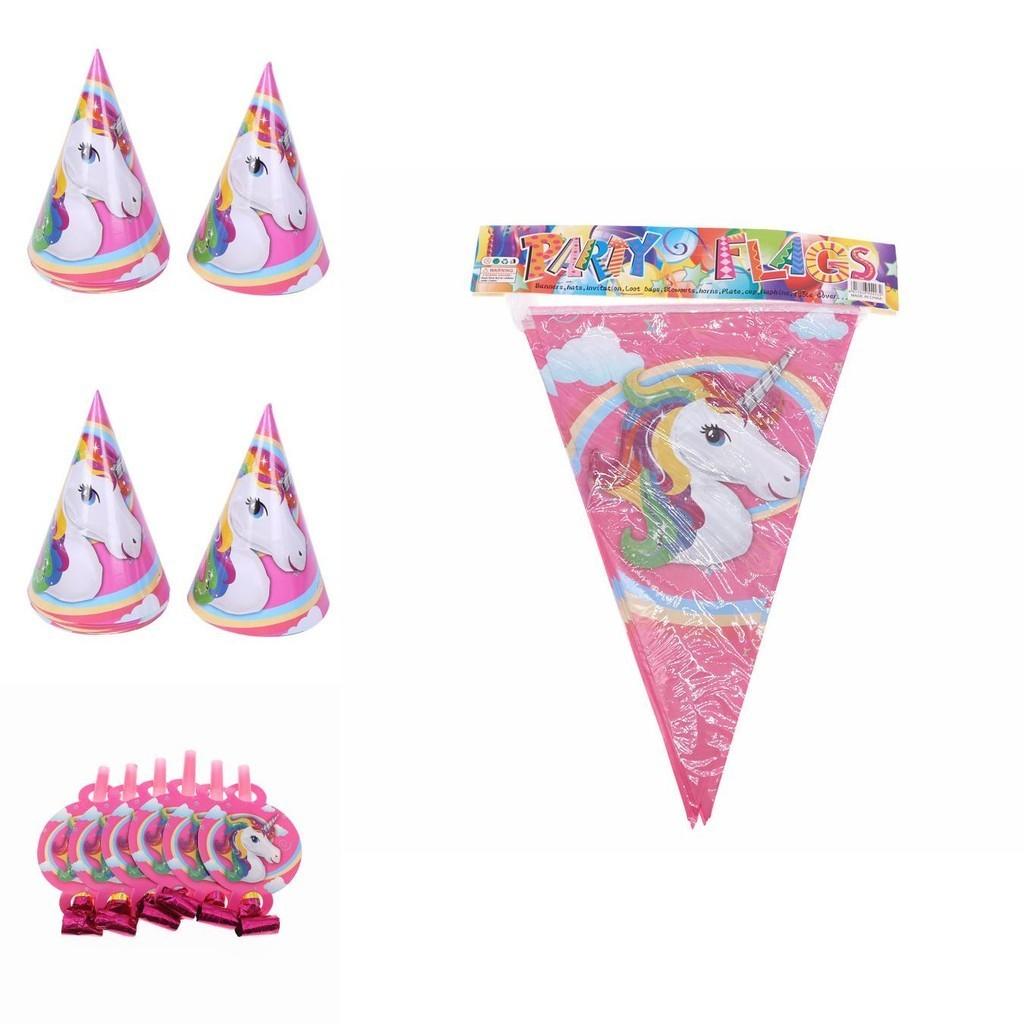 Festive Unicorn Kids Birthday Party Supplies Packed With Joyful Plates Cups And A Charming Banner