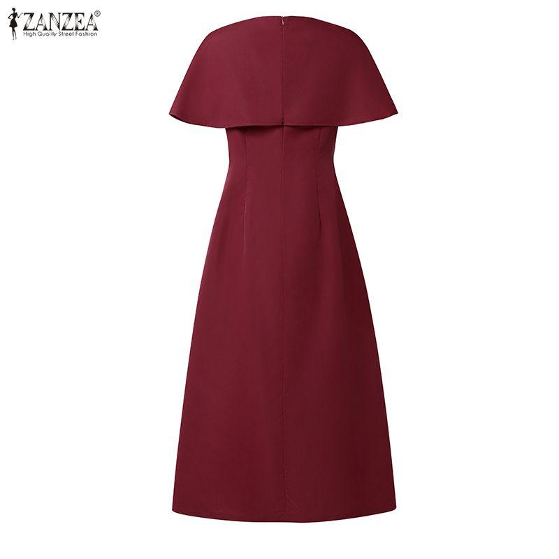 ZANZEA Women Elegant Casual Round Neck Summer Short Sleeve Dresses