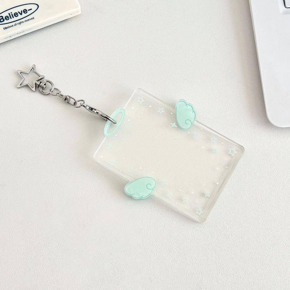 New Acrylic Card Holder Cartoon Kawaii Photos Protective Cover Wings Stars ID Card Card Holder Student