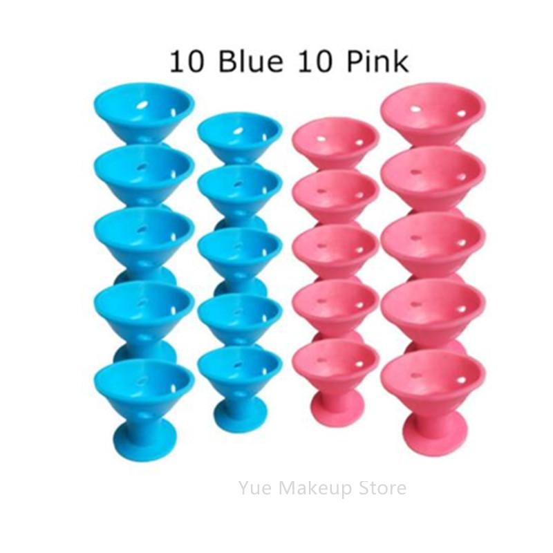 20PCS Rosa Blau Silikon Haar Curler Weiche Gummi Haarpflege Rollen Keine Wärme Haar Styling Werkzeug Dropshipping 20#