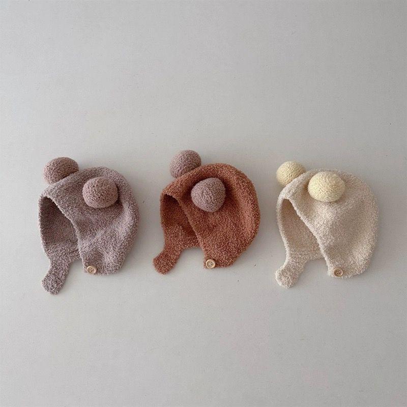 Baby hat autumn and winter super cute baby newborn infant ear protection warm cute men and women knitted fleece hat bag head