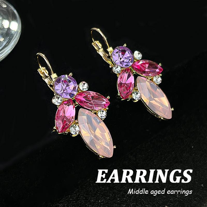 Boucles d'oreilles pendantes Zircon Fleur Colorée pour Femmes, Boucles d'oreilles pendantes Statement pour Fête & Usage Quotidien