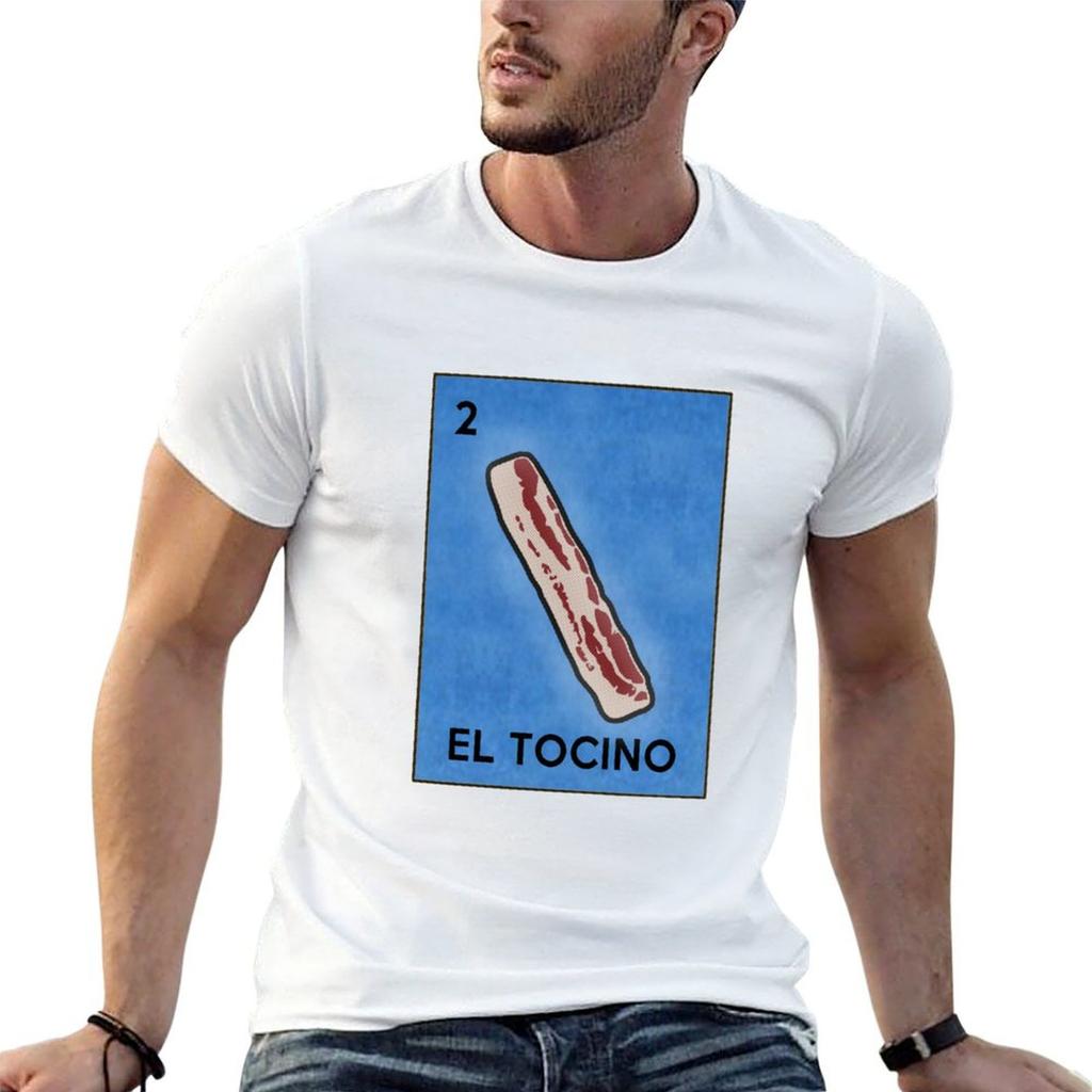 Lustiger Speck El Tocino Lotteriekarten Kunst Parodie Aufkleber T-Shirt Rapper Grafik-T-Shirts Kurzarm-T-Shirt für Männer