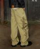 MAGOODGAN Farburn 4414 Washed Loop Print Wide Fit Beige Chino Pants