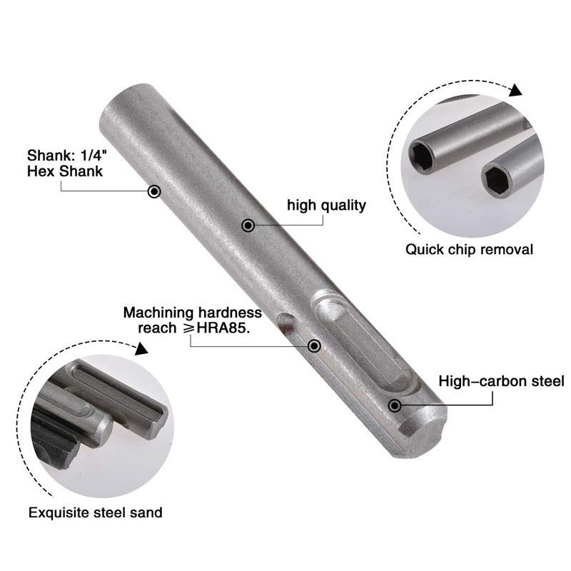 Electric Hammer Adapter Power Drill Screwdriver Converter SDS Plus Convert to 1/4 Hex Shank Magnetic Socket Nut Impact Driver