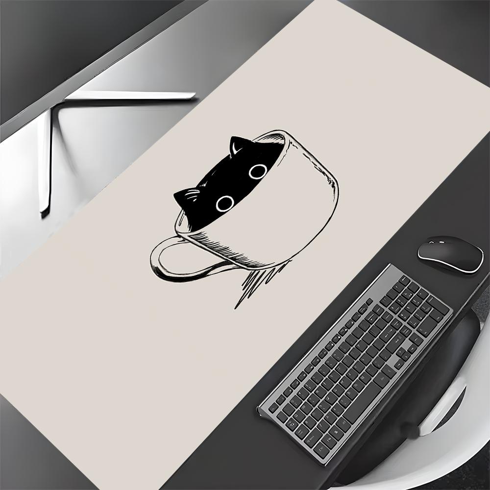 Cute Black Cat kawaii Mouse Pad Desk Mat Large Computer Office Carpet xxl mousepad Gamer gaming pc accessories Keyboard Rug