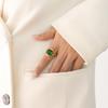 Exquisite Non-Fading Emerald Crystal Ring for Women - Gold-Plated Titanium Steel