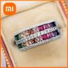 Huitan Silver Color Women Ring with Shining Multiple Colors CZ Charming Party Wedding Accessories for Lady Engagement Jewelry
