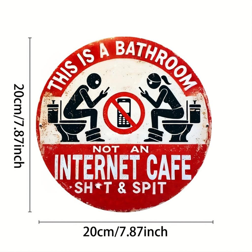 pc x inches (xcm) Rustic Aluminum Foil Carved Sign This is a Bathroom Not an Internet Cafe Humorous Wall Art Waterp