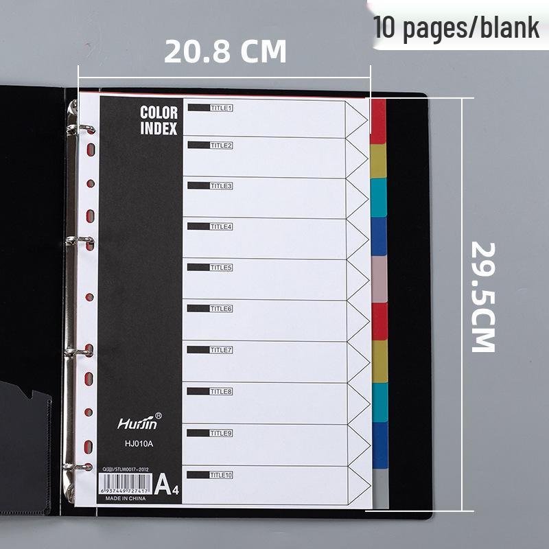 Colored A4 Loose-leaf Index Dividers with 11 Holes - Numbered and Lettered Tabs